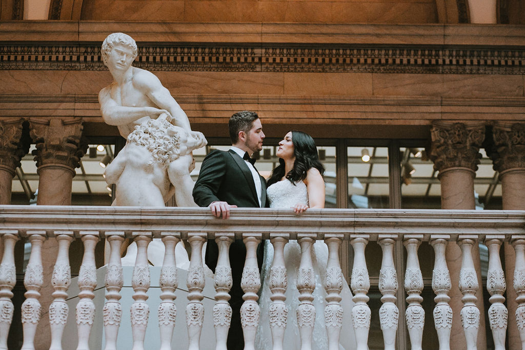 bride and groom pose