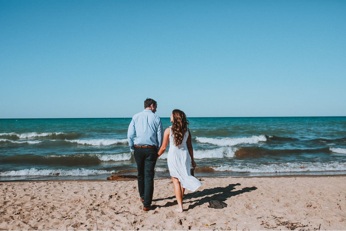 Couple walking to the beach
