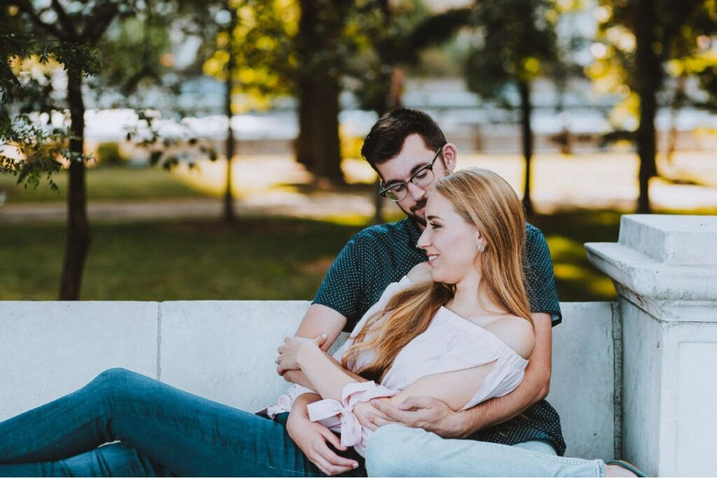 Couple in a warm romantic hug