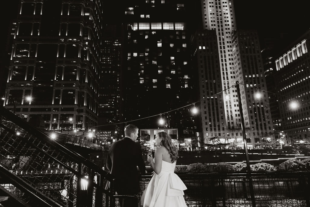 bride and groom in a beautiful night